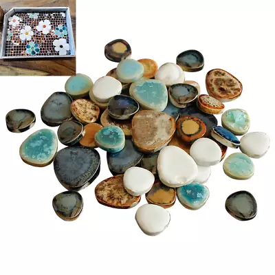 100g Mixed Shape Porcelain Piece DIY Round Mosaic Tiles Retro Ceramic Tiles • $10.78