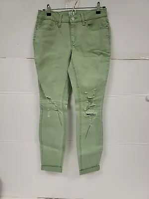 Crown & Ivy Womens Mint Green  Skinny Distressed Stretch Denim Jeans Size 4 • $13.99