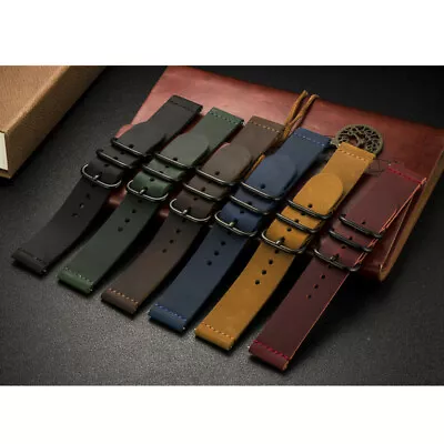 20mm 22mm Universal Vintage Genuine Leather Wrist Watch Strap Band W/ Ring Clasp • $14.24