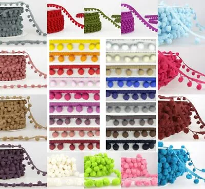 £2.09 • Buy Pom Pom Trim 6mm 10mm 15mm 50mm Craft Fringe Soft Furnishing Light Shade