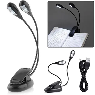 £6.99 • Buy LED USB Clamp Clip On Flexible Desk Reading Light Double Headed Study Night Lamp