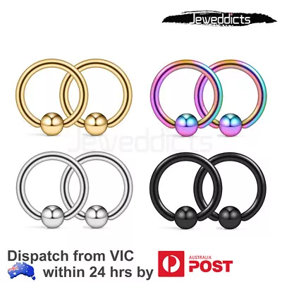 $4.99 • Buy 2-8 PCS Captive Bead Ring Surgical Steel Nose Tragus Lip Nipple Belly Piercing