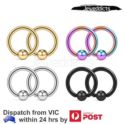 2-8 PCS Captive Bead Ring Surgical Steel Nose Tragus Lip Nipple Belly Piercing • $4.99