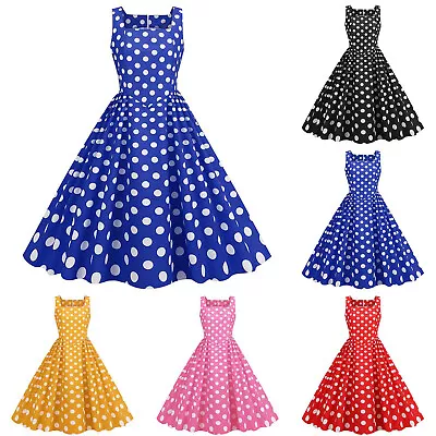 Women 50s 60s Rockabilly Swing Dress Cocktail Retro Casual Evening Party Dresses • $35.41
