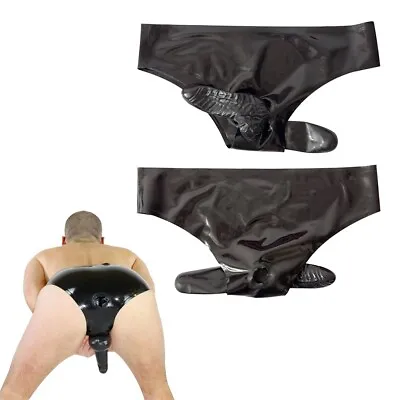 Latex Rubber Briefs Male's Shorts With Boxers Penis Sheath Underwear 0.4mm • $44.54