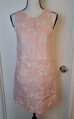 $29 • Buy Island Company New Small Linen Sleeveless Sheath Dress Baby Pink Leaf