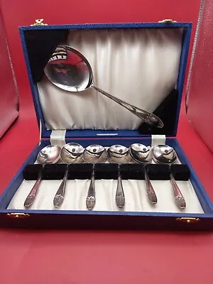 Art Deco James Walker The London Jewellers Silver Plated Cased Dessert Spoon Set • £20