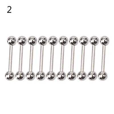 $6.73 • Buy 10X Stainless Steel Ball Tongue Navel Nipple Barbell Bars Body Piercing Ring~gw