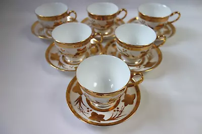 6 X Collingwood Pretty Gold Gilt China Tea Cups & Saucers – Good Cond. • £22