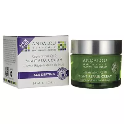 Andalou Naturals Age Defying Resveratrol Q10 Night Repair Cream 1.7 Fl Oz Cream • $28.99