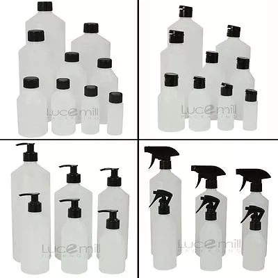 £5.99 • Buy HDPE PLASTIC BOTTLES CHOOSE (BLACK) CAP TYPE & BOTTLE SIZE 24 Hour Dispatch (L)