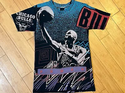 Vintage Men’s Small Magic Johnson All Over Print 90’s Jordan AOP Bulls T Shirt • $75