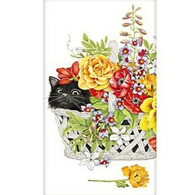 Mary Lake-Thompson Black Cat In A Flower Basket Flour Sack Kitchen Towel Bagged  • $10.50