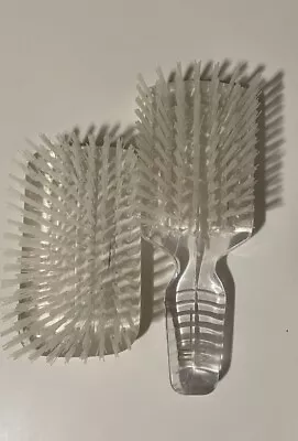 Vtg Lucite Hair Brush Set Of 2 Brushes Nylon Bristle Clear • $65