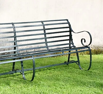£1595 • Buy Large 19th Century Wrought Iron Strapwork Parkland Park Garden Chair Seat Bench 