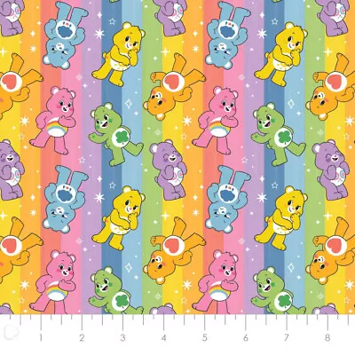 Care Bears Believe Rainbow Multi Cotton Quilting Fabric 55 Cms • $18.10
