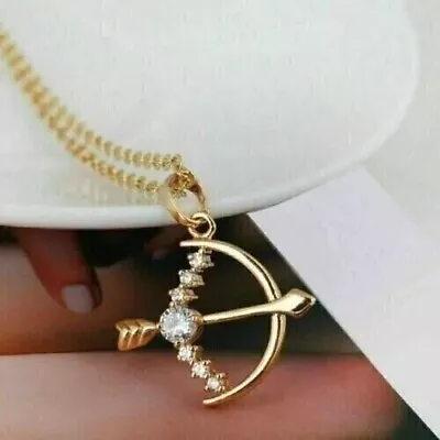 Round Cut Simulated Diamond Arrow Cluster Beauty Pendant 14K Yellow Gold Plated • $135.85