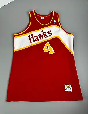 Spud Webb Atlanta Hawks Sand Knit Vintage NBA Jersey Size Large Red • $104.99