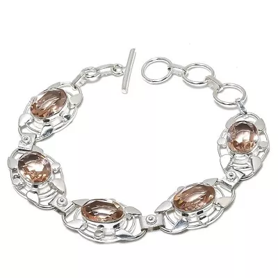 Morganite Gemstone Handmade 925 Sterling Silver Jewelry Bracelet Sz 7-8  • $9.99