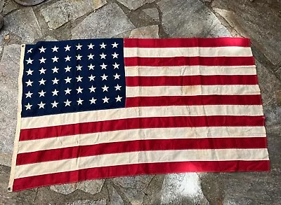 Vintage 48 Star American US Flag 34” X 57”  (2.8 Ft X 4.75 Ft) Distressed • $35