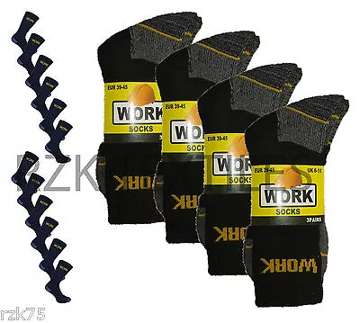 New 12 Pairs Mens Ultimate Work Boot Socks Size 6-11 Cushion Sole Reinforced Toe • £9.95