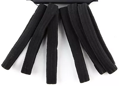 £2.95 • Buy 6x Flat Wide Thick Hair Elastics Bobbles  Non Metal  Ponytail Hair Bands Black 