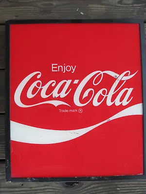 Coca-Cola Red Plexi Vending Machine Panel Enjoy Logo In Original Metal Frame • £56.52