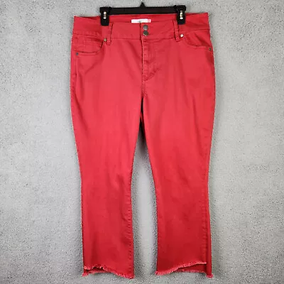Cabi Jeans Pants Womens Hi-Low Crop Raw Hem Red Stretch Size 16 • $24.95