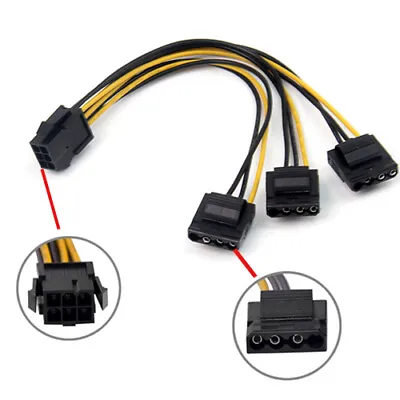 £3.85 • Buy PCIe 6pin Female To 3 Molex IDE 4pin Graphic Card Power Supply Splitter Cable