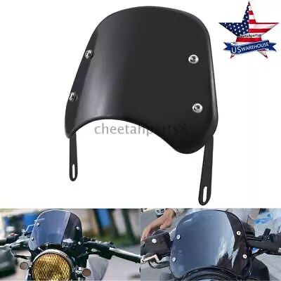 5-7  Round Headlight Black Windshield Windscreen Universal Fit For Cafe Racer • $21.36