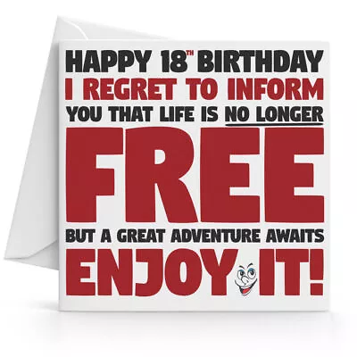 Funny Humorous 18th Birthday Card Square Perfect For Friends & Relatives • £2.95