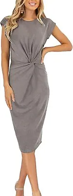 $48.43 • Buy Adibosy Women's Casual Work Dress Summer Twist Front Retro Pleated Vintage Short