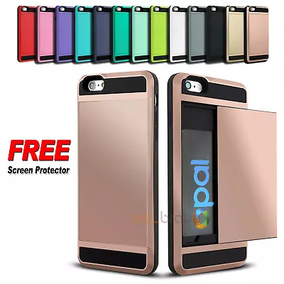 Slide Card Pocket Armor Hard Tough Case Cover For Apple IPhone 5S SE 5C 5 • $5.95