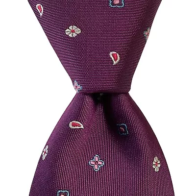 CHARLES TYRWHITT Men’s 100% Silk Necktie Designer Geometric Purple/Blue/Pink EUC • $47.99