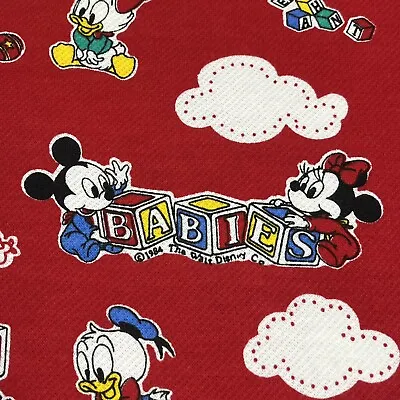 Peter Pan Fabric Baby Mickey Mouse & Friends Red Clouds Planes Walt Disney 2 Yd • $16.36