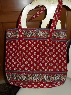 Vera Bradley Xlarge Button Tote In Retired Red Leaf Pattern • $54