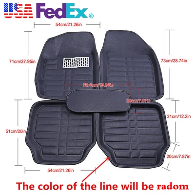$36.46 • Buy 5x Black PU Leather Car Floor Mats Carpet Front & Rear Liner Foot Pad Waterproof