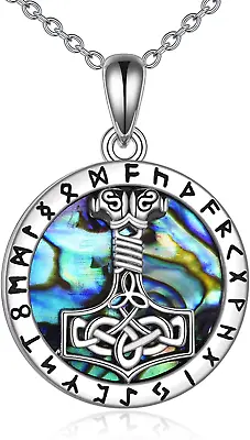 Viking Jewelry Sterling Silver Mjolnir/Valknut/Raven Necklace Mythology Amulet P • $105.25