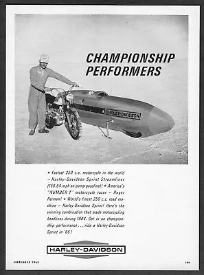 1965 Harley-Davidson Sprint Steamliner Motorcycle Racer Photo Vintage Print Ad • $7.99