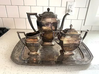 Antique 1895 Pairpoint #0327 Silverplate 4 Pc Tea Set & Tray - Quadruple Plated • $225