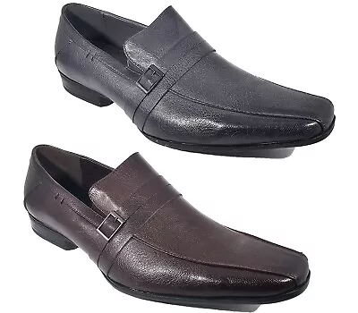 Mens Smart Italian Shoes Casual Slip On Brogue Work Office Wedding  Shoes Size • £10.95