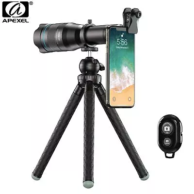 APEXEL 60X Monocular Telescope Zoom Telephoto Lens For Phones With Remote Tripod • $145.99