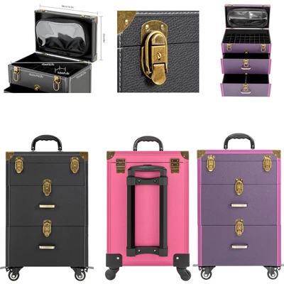 $80.75 • Buy Professional Rolling Makeup Train Case Cosmetic Trolley Makeup Storage Organizer