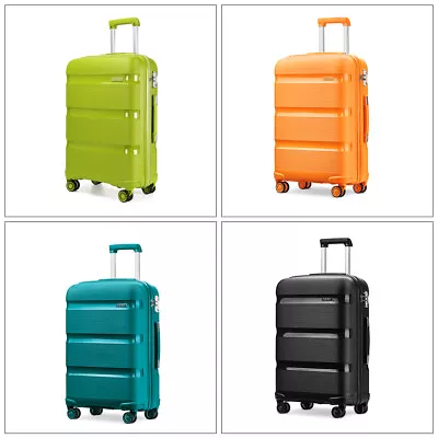 Polypropylene Hand Cabin Luggage Hard Shell 4 Wheels Suitcase Set Travel Case • £14.98