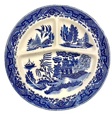 Moriyama Blue Willow Divided Grill Chop Plate - Made In JAPAN • $11.99