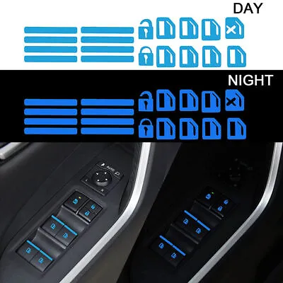 1x Car Window Switch Luminous Blue Sticker Window Night Safety Sticker Accessory • $3.73