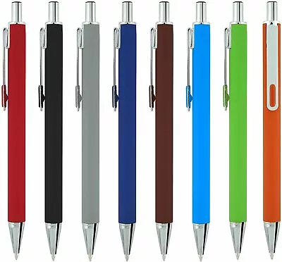 8 Pack Ballpoint Click Pens Soft Rubberized Barrel Smooth Touch Writing • $9.99