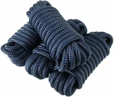 4PCS 1/2 ×25 FT Double Braid Nylon Boat Dock Line Marine Mooring Rope Navy Blue • $38.99