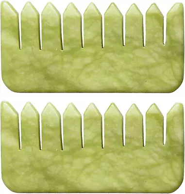 Jade Gua Sha Comb 2Pcs Green Jade Massage Comb Tool Head Caring Relax Head Sca • $25.77