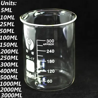 £96.56 • Buy 200ML-5000ML Chemistry Laboratory Glassware Beaker Beaker Borosilicate Measuring
